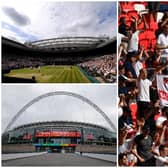 The Wimbledon finals will be contested in front of capacity crowds and 40,000 fans will be allowed in Wembley for its final Euro 2020 fixtures (Getty Images)