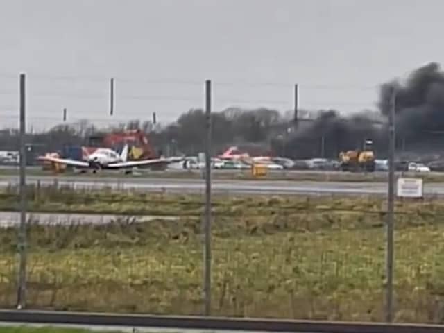 Cars on fire at Bristol Airport