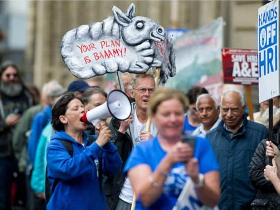 Campaigners protesting against the closure plans in July.