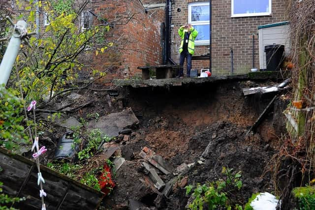 A mega sinkhole in Ripon which erupted below people's homes. Photo: Glen Minikin