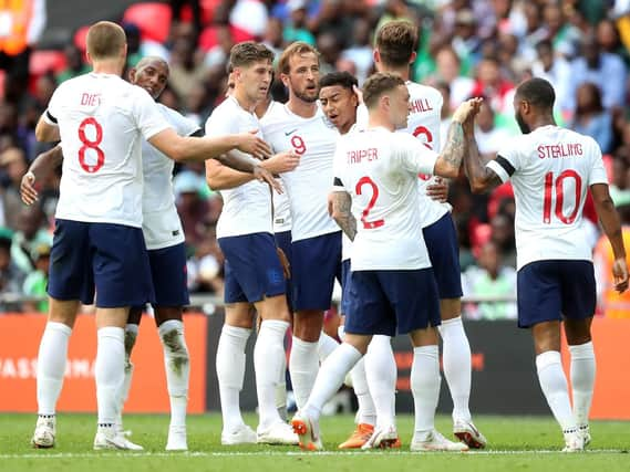 England celebrate against Nigeria.