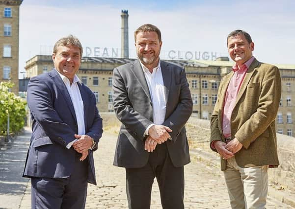 (L-R) Steven Bonfield of Chadwick Lawrence, Jeremy Hall of Dean Clough, and Nicholas Worsnop of Chadwick Lawrence.