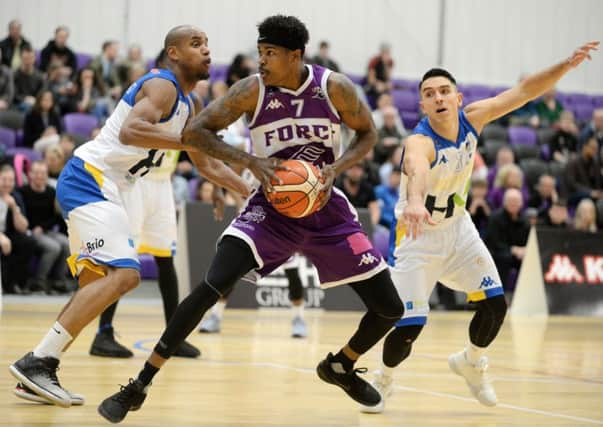 Leeds Force's Tavarion Nix lines up a shot against Cheshire Phoenix.