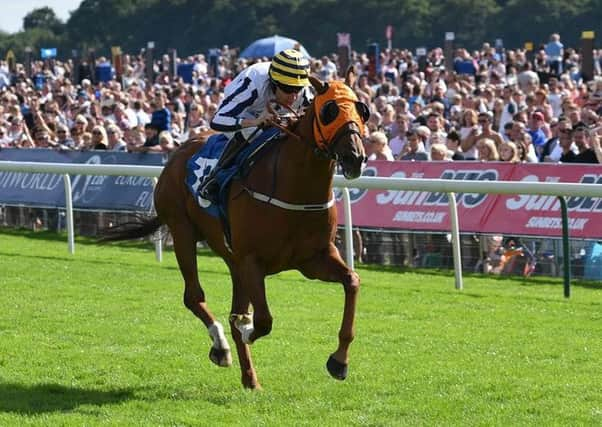 Tom Scudamore and Tylery Wonder win the Jump Jockeys Nunthorpe last year.