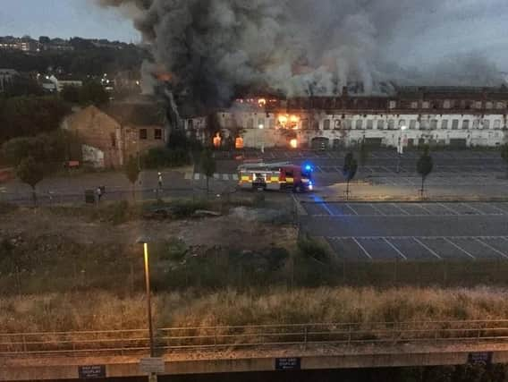 Firefighters left the scene of the fire in Don Street, Rotherham at 4.40pm this afternoon after tackling the blaze for more than 12 hours. Picture: Sam Cooper