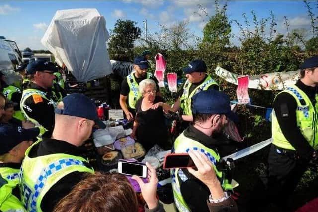 The scene outside the proposed fracking development in Kirby Misperton last year.