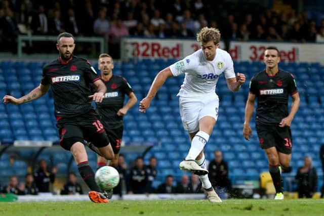 Patrick Bamford strikes his first Leeds United goal.