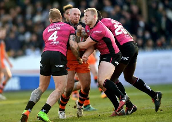 LET ME GO: Hull FC's Jordan Abdull, right.
 Picture: Jonathan Gawthorpe