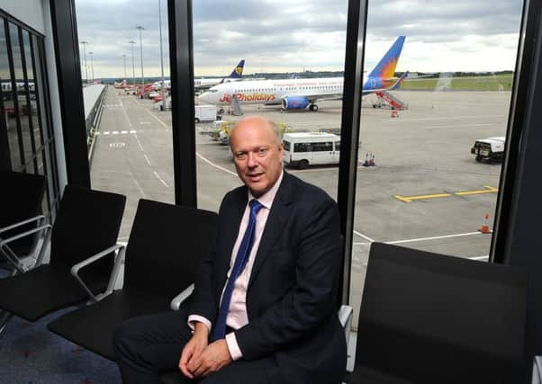 Transport Secretary Chris Grayling at Leeds Bradford Airport.