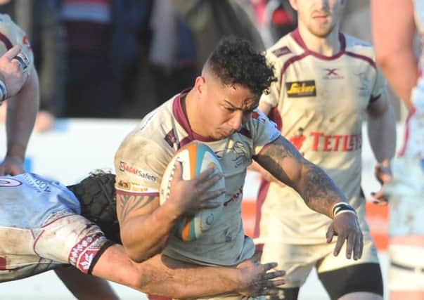 Doncaster Knights' Curtis Wilson scored a 48th-minute try in the defeat to Ealing at Castle Park. Picture: Tony Johnson.