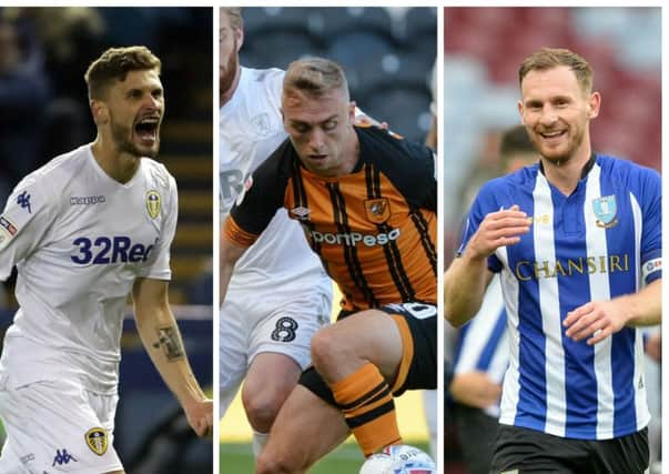 CHOSEN ONES: Leeds United's Mateusz Klich, left, Hull City's Jarrod Bowen and Sheffield Wednesday's Tom Lees.