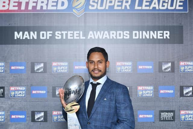 St Helens' Ben Barba with the 2018 Steve Prescott Man of Steel award (Simon Wilkinson/SWPix.com)