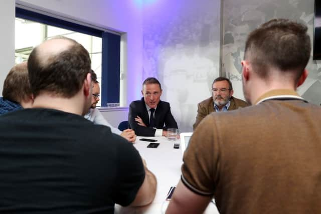 PLEASED TO MEET YOU: Super League CEO Robert Elstone talks to journalists earlier this summer. Picture: Paul Currie/SWpix.com