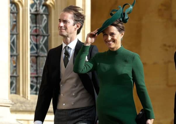 Pippa and  James arrive for the wedding of Princess Eugenie to Jack Brooksbank