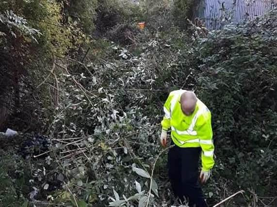 Members of the Clean Leeds team found the discarded needles and condoms in Holbeck. Photos: Clean Leeds