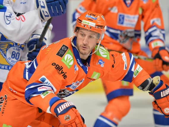 LEADING THE LINE: Sheffield Steelers' captain Jonathan phillips, in action during the 3-1 loss to Fife Flyers on Wednesday night at Sheffield Arena. Picture: Dean Woolley.