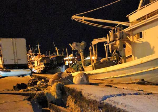 Damage at the port of the western island of Zakynthos, Greece.