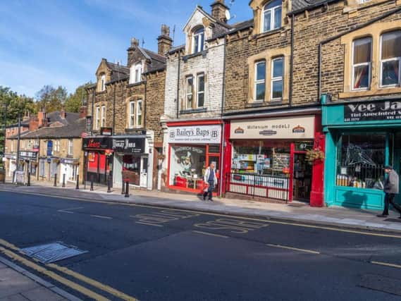 The high street in Queens Street, Morley, Leeds.