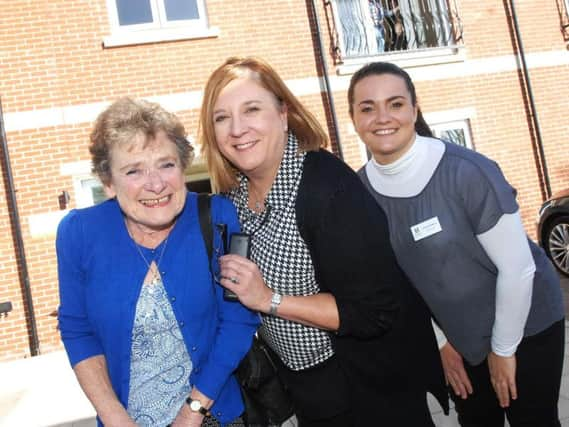 The first resident Pauline Taylor with Louise Swart and Olivia Jackson