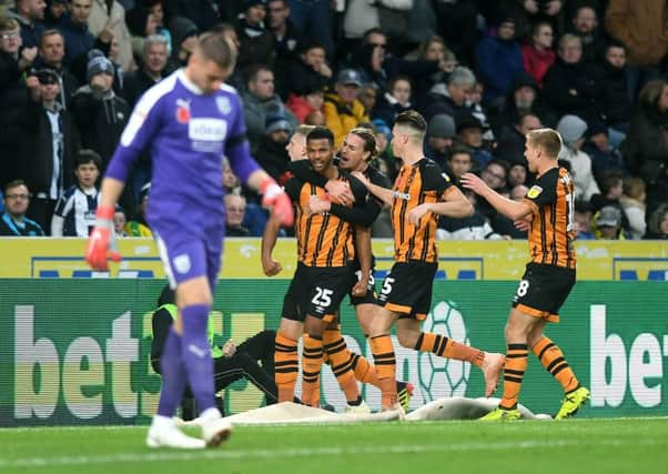 Hull's Fraizer Campbell celebrates his winning goal.