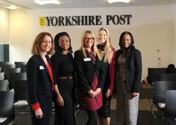 Speakers: From left, Eve Roodhouse, Griselda Togobo, Rachel Engwell, Ellie MacDonald and Emma Mugi-Turkington.                      Pictures: Simon Hulme