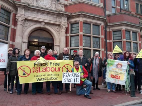 Protestors outside County Hall, Beverley