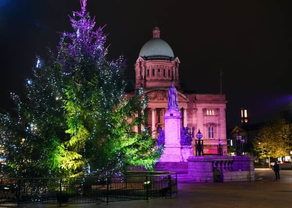 Christmas lights in Hull city centre.