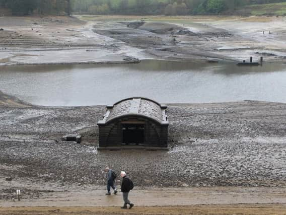 Vandals have targeted Derwent Hall and village which has been exposed by the very low level of Ladybower Reservoir