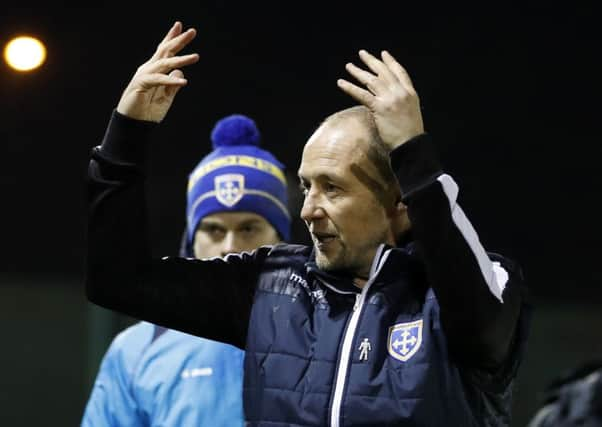 RALLYING CALL: Guiseley joint-manager Russ O'Neill. Picture: Martin Rickett/PA