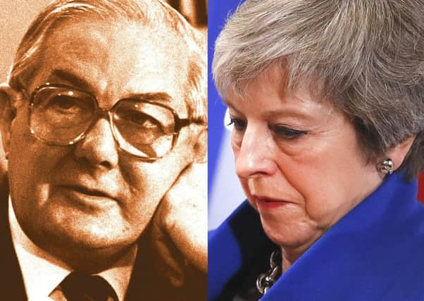 James Callaghan and Theresa May.