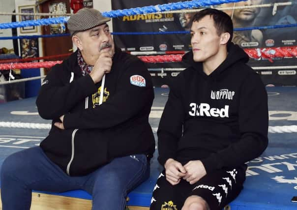 Josh Warrington with his father and trainer Sean O'Hagan.