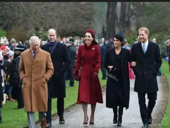 The Prince of Wales, the Duke of Cambridge, the Duchess of Cambridge, the Duchess of Sussex and the Duke of Sussex arriving to attend the Christmas Day morning church service at St Mary Magdalene Church in Sandringham, Norfolk. Picture: Joe Giddens/PA Wire