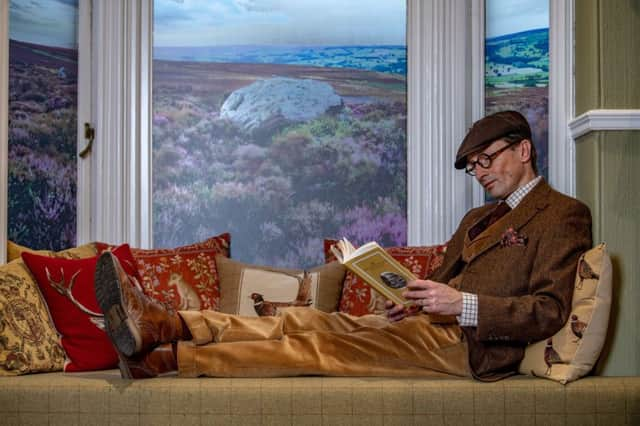 Giles wears: brown Irish Donegal tweed blazer, Â£435; moleskin blazer, Â£150; brown green tattersall shirt, Â£69; herringbone cashmere tie, Â£79; cinnamon corduroy trousers, Â£110; tweed cap, Â£59; gold hunting silk hank, Â£40. Cushions, from a selection at Cordings Harrogate store.
 
Picture: James Hardisty at Cordings of Harrogate.