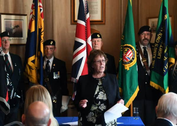 Coun Judith Blake speaking at today's ceremony.