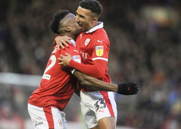 Barnsley's Jacob Brown celebrates after scoring the opener (Picture: Dean Atkins)