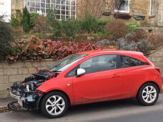 The Corsa had its bonnet ripped off in Kirk Deighton