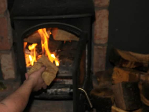 The chimney caught alight because of the heat generated by a log burner, North Yorkshire Fire Service said.