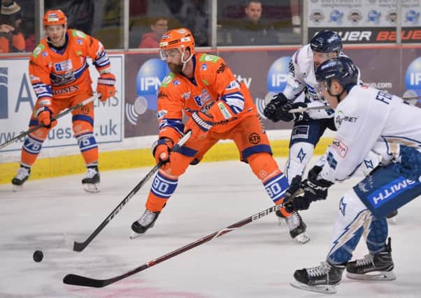 Sheffield Steelers John Armstrong tries to get a move going against Milton Keynes Lightning (Picture: Dean Woolley).