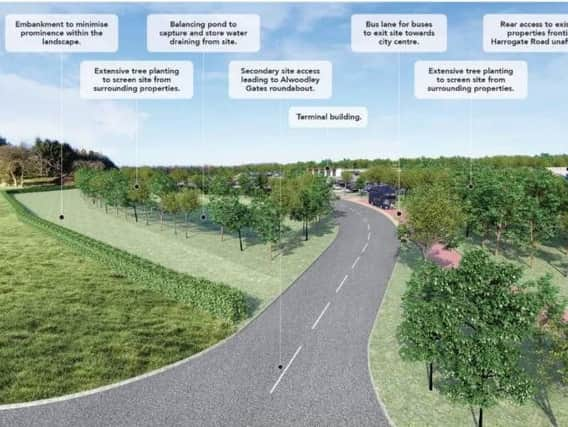 An artist's impression of the Alwoodley Gates park and ride