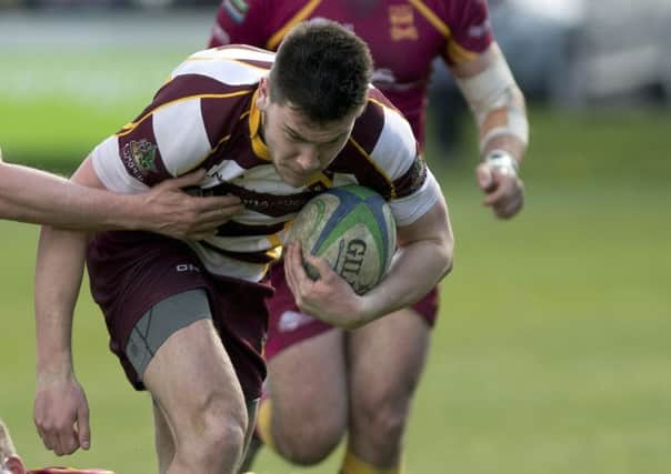 Try double: Lewis Workman scored a brace of tries as Huddersfield moved up to third in National Two North. (Picture: Raymond Morris)