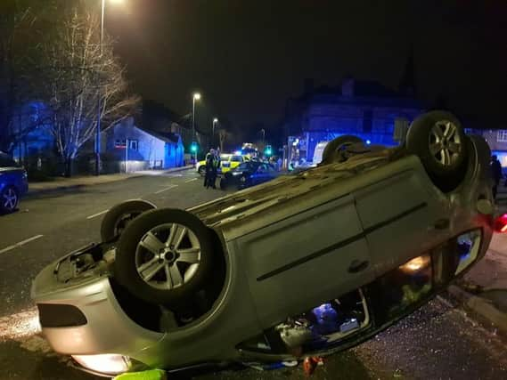 This was the scene awaiting officers called out to Halifax Road in Dewsbury. Picture: @WYP_TrafficDave