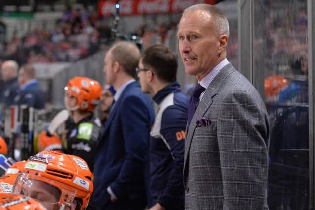 FRUSTRATED: Tom Barrasso, on the bench during Saturday's game against Coventry. Picture: Dean Woolley.