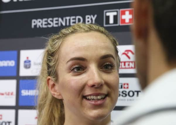 Women's scratch race gold medalist Elinor Barker of Great Britain.