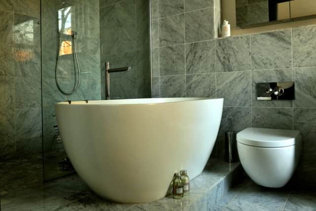 A refreshed bathroom in marble