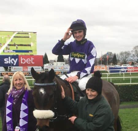 Jayne Sivills leads in Lady Buttons after her win at Doncaster under Tommy Dowson.