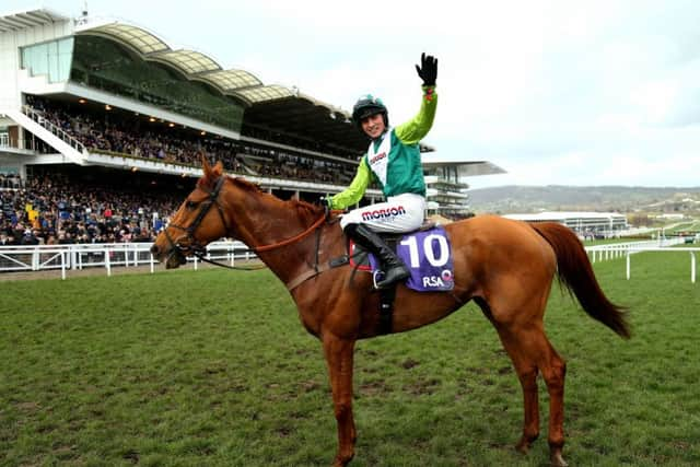 Harry Cobden celebrates his RSA Chase win on Topofthegame.