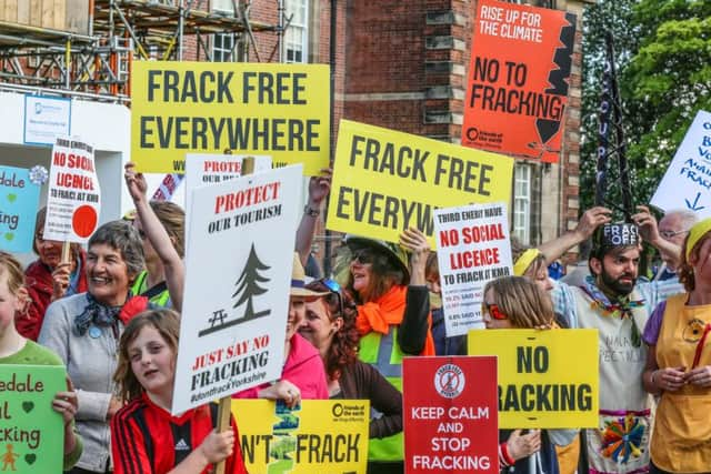 Fracking protesters outside County Hall, Northallerton.