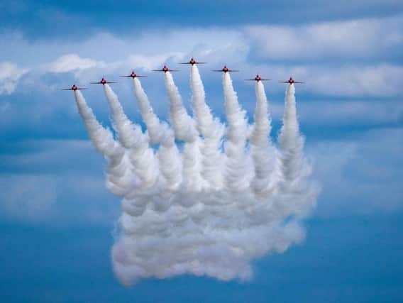 The Red Arrows performing over York today