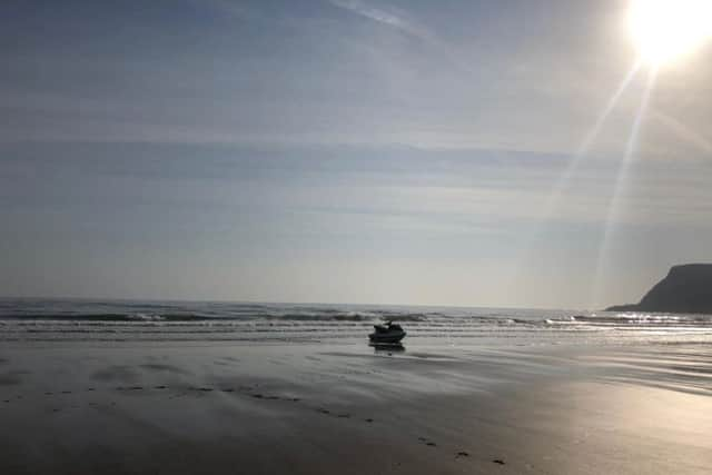 An abandoned jet ski at Scarborough's north bay.