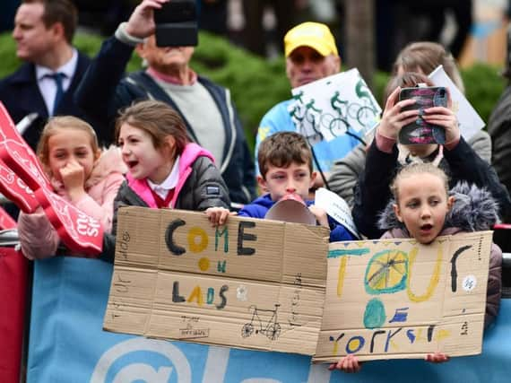 Support for the rider during stage 2 of the Tour de Yorkshire 2019. Picture by Alex Broadway/SWpix.com.